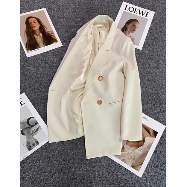 Áo blazer phom suông hàng QC 2lớp dày dặn