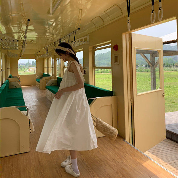 Đầm Dài Hai Dây Dáng Rộng Phối Nơ Thời Trang Mùa Hè Cho Nữ đầm bầu váy nữ váy bé gái váy dài chân váy dài váy nữ chân váy dài