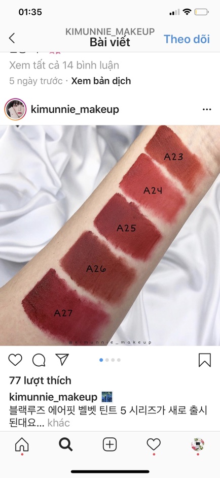 [Mã COSFS4 giảm 10% đơn 150K] ( Version 5 ) Son kem Black Rouge Air Fit Velvet Tint Ver 5: Night Series | Bam | | BigBuy360 - bigbuy360.vn