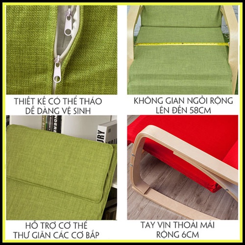 Ghế Bập Bênh Thư Giãn Đọc Sách Có Gác Chân Ghế Lười Bập Bênh Kèm Đệm Bọt Biển Thoáng Khí | BigBuy360 - bigbuy360.vn