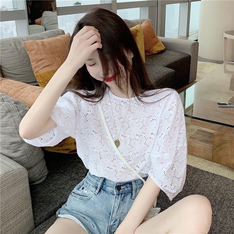 Áo thô ren hoa cúc---