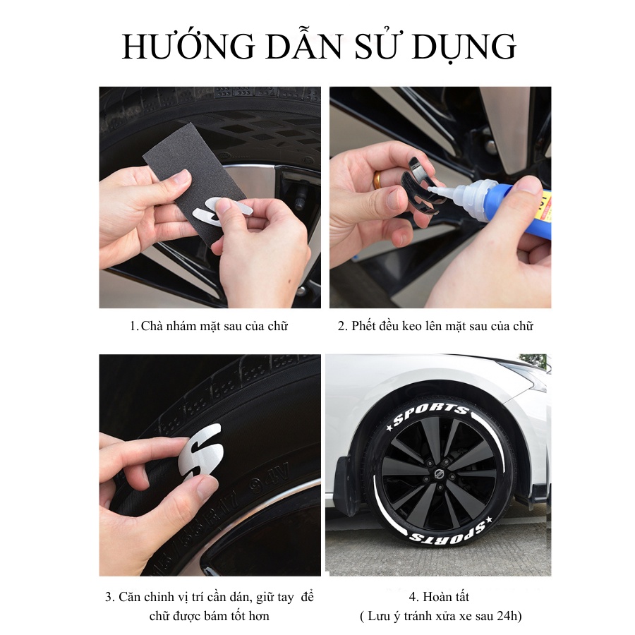Tem Dán Xe Trang Trí Lốp Ô Tô Phản Quang Ban Đêm - Thiết Kế Độc Đáo, Cá Tính, Lạ Mắt [Hàng Loại Tốt]