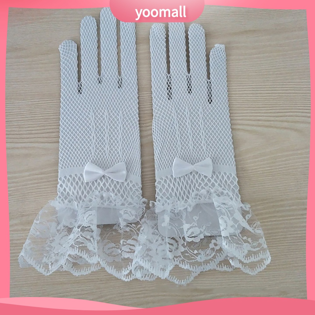 Găng Tay Lưới Ren Nơ Phụ Kiện Cho Cô Dâu