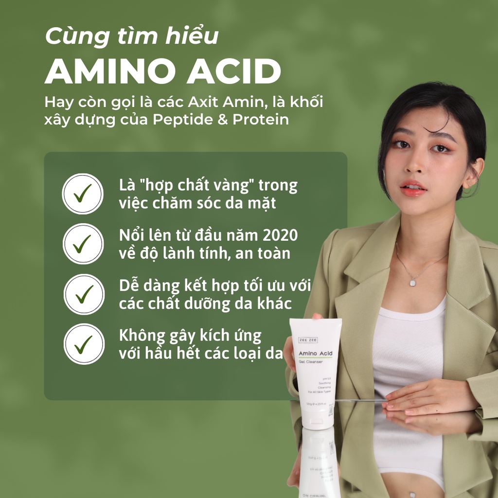 Gel rửa mặt Amino Acid tạo bọt cân bằng ph 5.5 cho da nhạy cảm | ZEE ZEE Skincare 120g