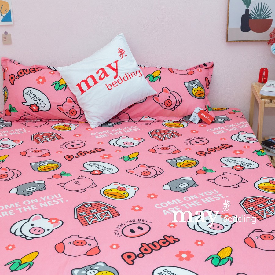 Drap trải giường May Bedding ga bọc nệm kèm 2 vỏ gối poly cotton kích thước m6 hoặc m8 nhiều mẫu | BigBuy360 - bigbuy360.vn