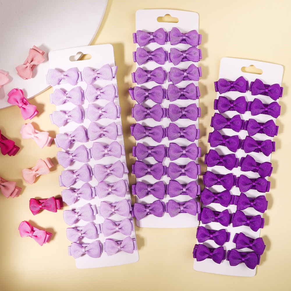 Set 20 kẹp tóc nơ KIDSBOWS 1.4&quot; màu trơn đơn giản dễ thương cho bé gái