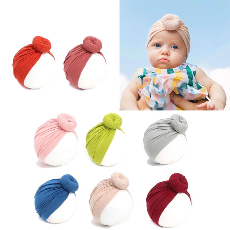 Khăn turban đội đầu thắt nút bằng vải cotton dành cho bé