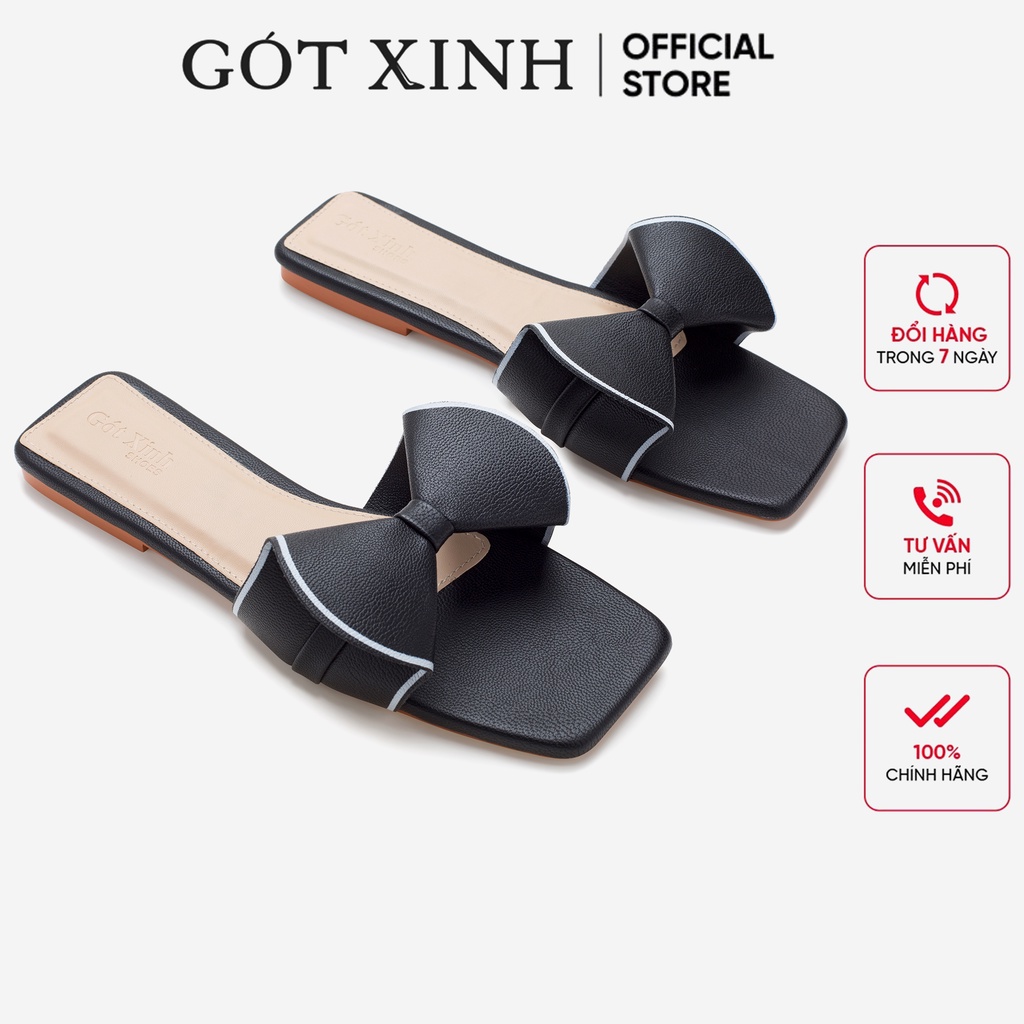 Dép nữ GÓT XINH D11 đế bệt quai nơ siêu xinh