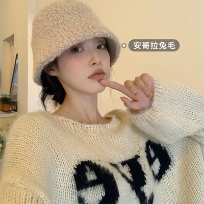 Nón vành nhỏ phối lông thỏ thời trang thu đông cho nữ