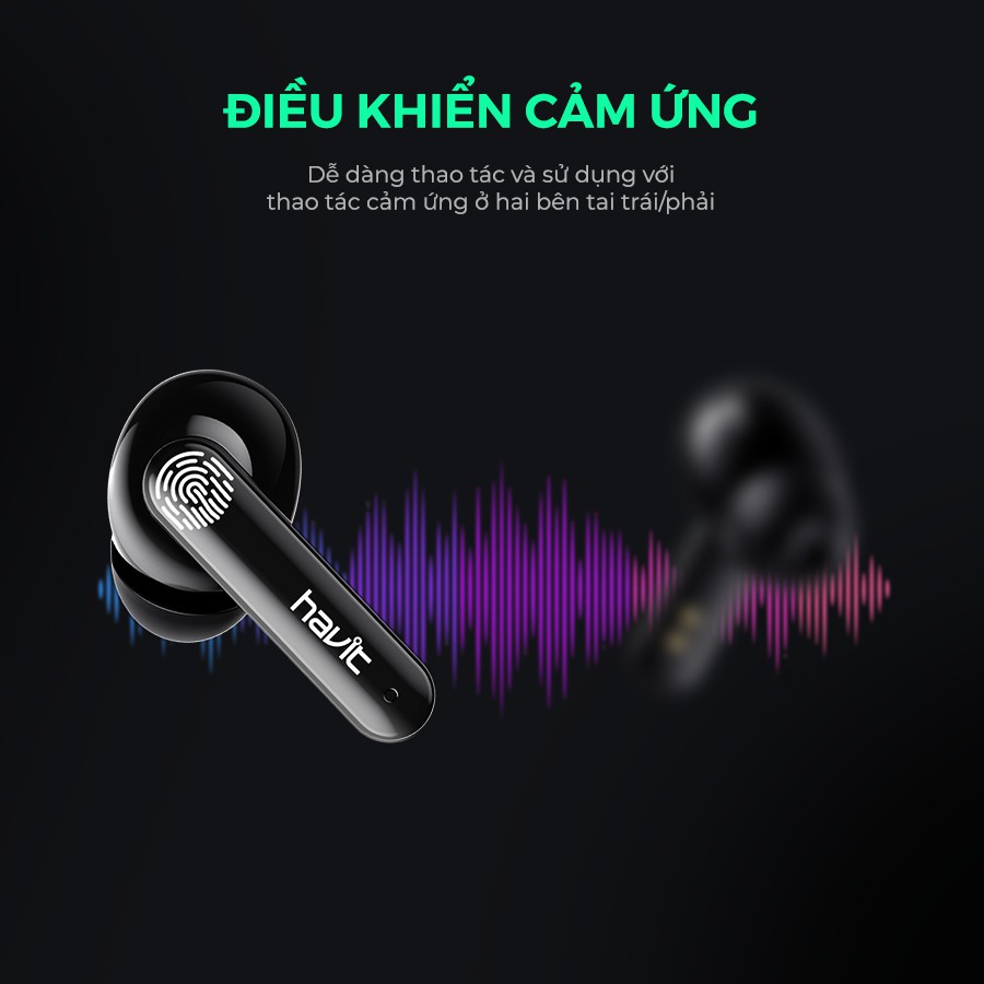 Tai Nghe Gaming True Wireless HAVIT TW938 Bass Chất Game Mượt, Chip ATS3015 Giảm Độ Trễ 0.05s - BH 12 Tháng Dizigear