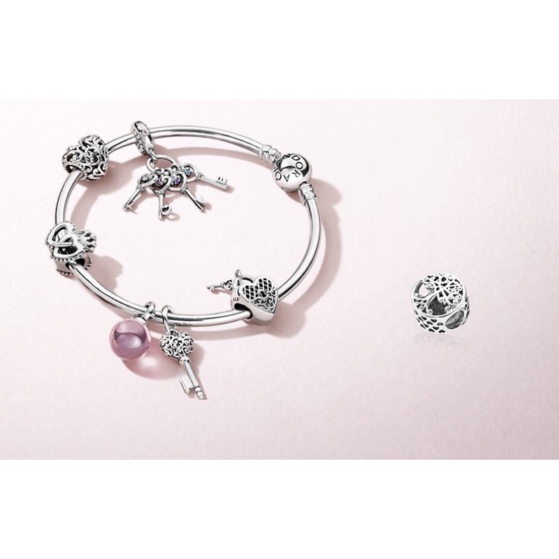 charm pan xỏ ngang hình cây bạc s925 cao cấp