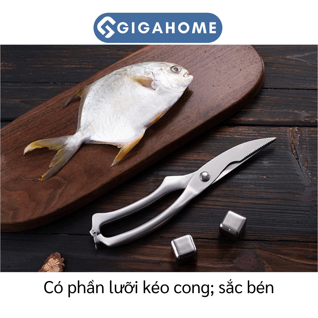 Kéo Nhà Bếp Cắt Gà, Cá Đa Năng GIGAHOME Lưỡi Cong Có Móc Khóa Cài 9447
