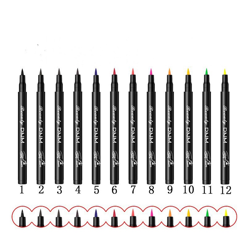 Bút Kẻ Mắt Dạng Lỏng 12 Màu Neon Chống Nước Không Nhòe Mịn Màng