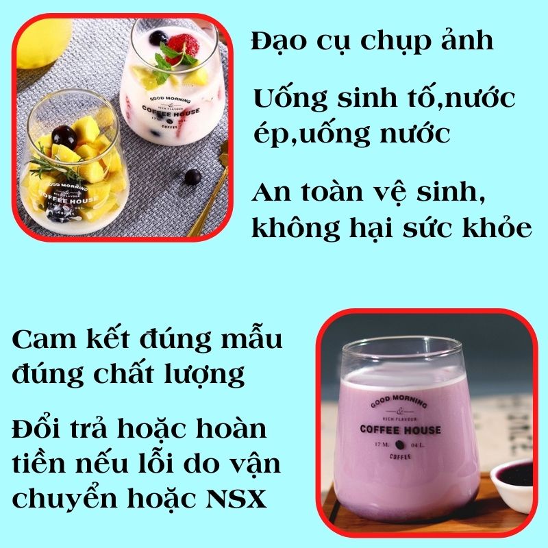 Ly thủy tinh trong suốt 400ml uống nước in chữ độc đáo cốc thủy tinh uống sinh tố cafe dễ thương cute ABUSTORE C22