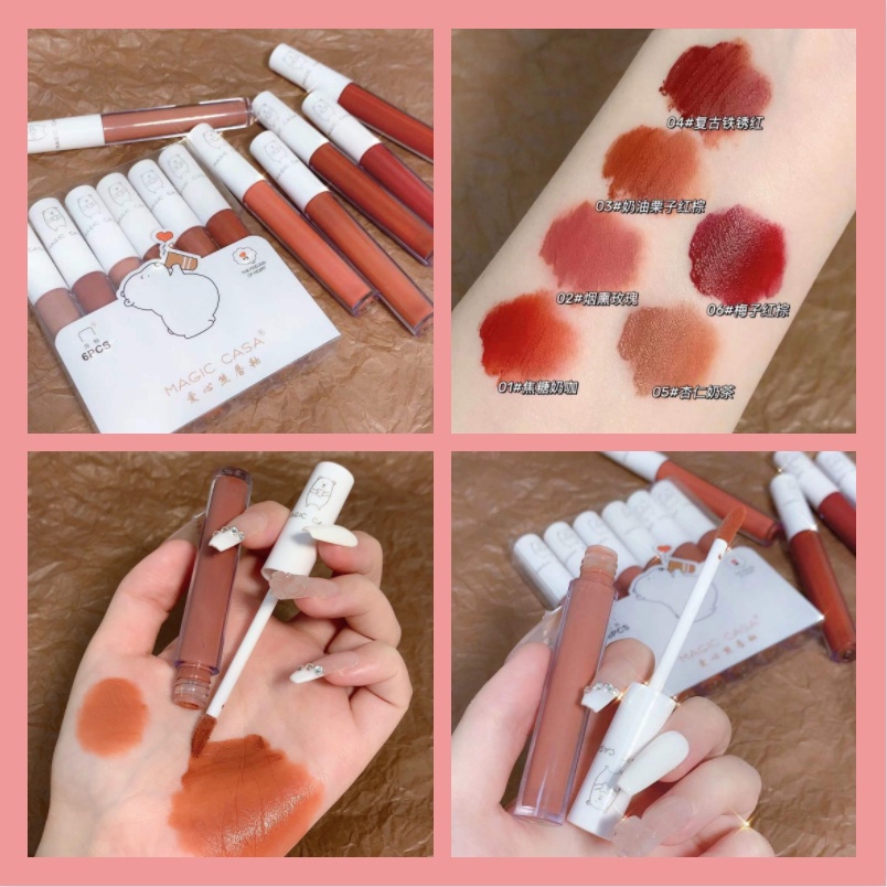 Set 6 Son Kem Lì Mịn Mượt Như Nhung Không Phai Màu Và Không Dính Cốc