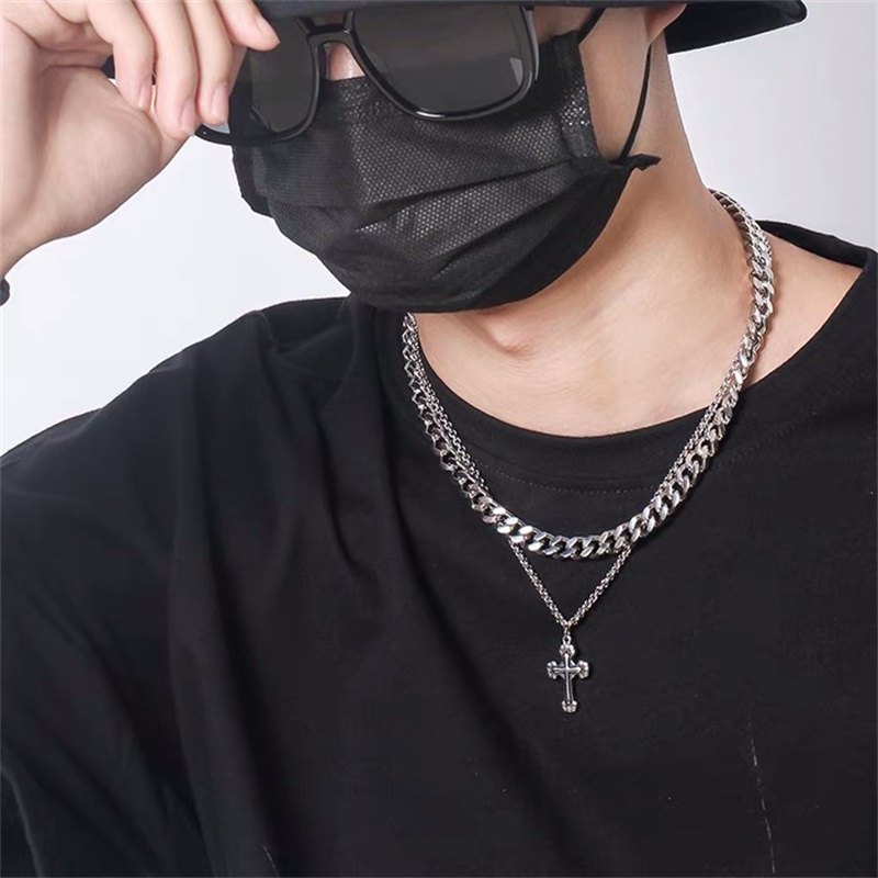 Dây Chuyền Sợi Xích Phối Mặt Thánh Giá Phong Cách Hip Hop