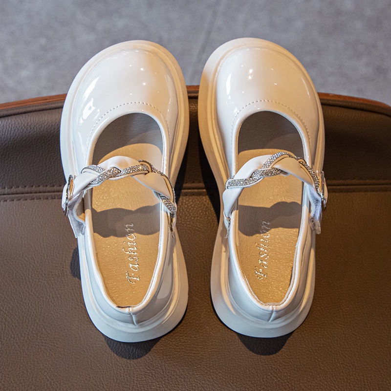 Giày Búp Bê Da Mềm Mũi Tròn Đính Đá Thời Trang Cho Bé Gái