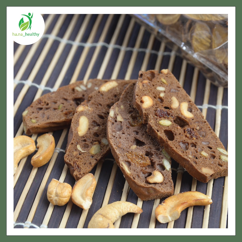 Bánh BISCOTTI vị Ca Cao nguyên cám KHÔNG ĐƯỜNG dành cho người ăn kiêng, giảm cân, tiểu đường, biscotti healthy