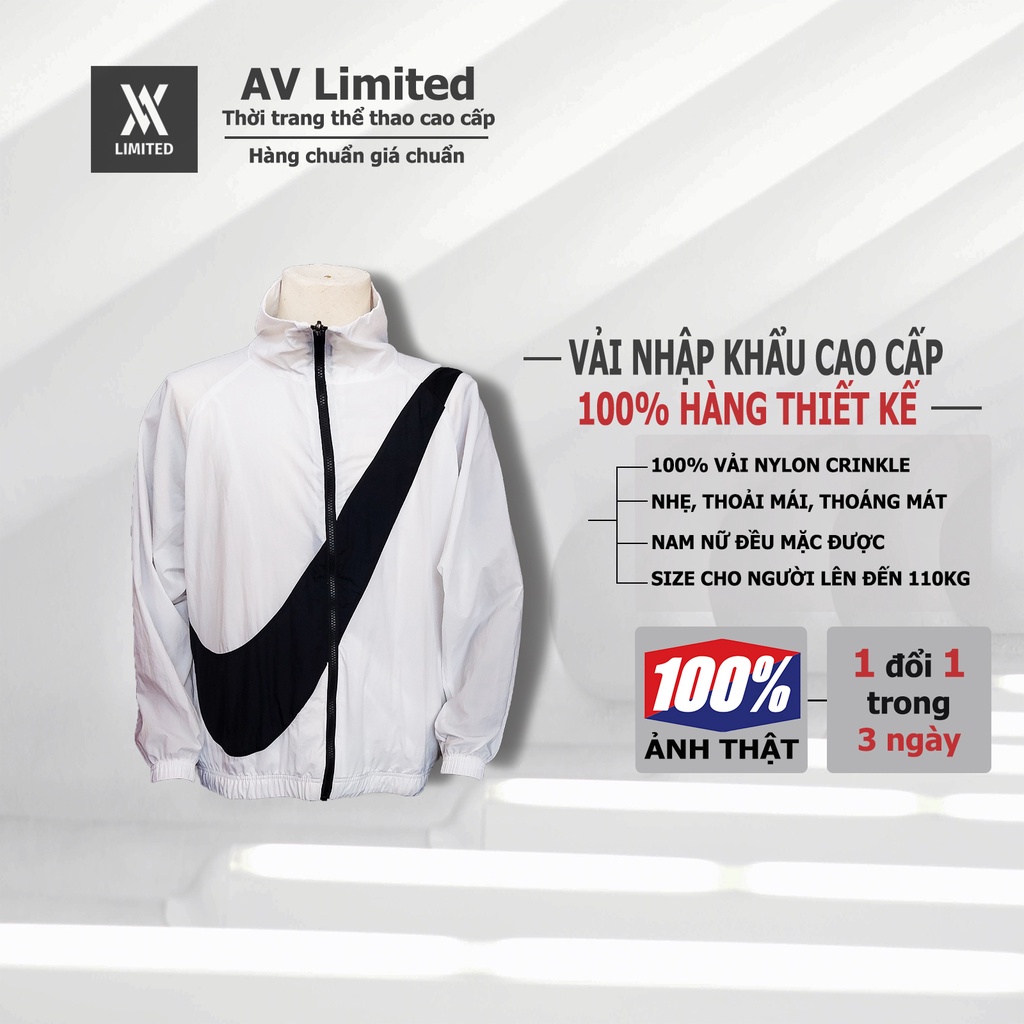 Áo khoác thể thao gió Sportswear Big Swoosh màu trắng 2021
