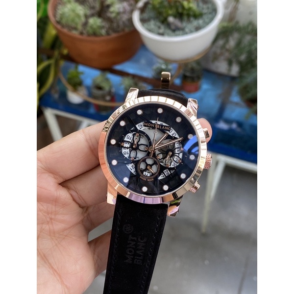 ĐỒNG HỒ NAM MONTBLANC MBB19 CHRONOGRAPH , DÂY DA LỘN , SIZE 44MM