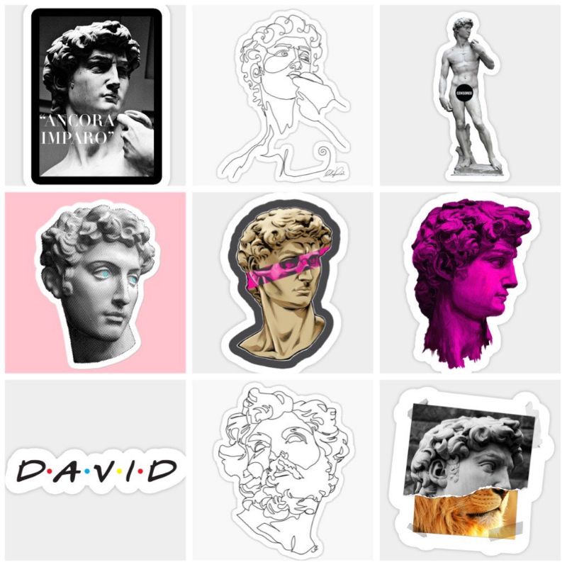 10-60 hình dán Stickers Tượng David Michelangelo decal