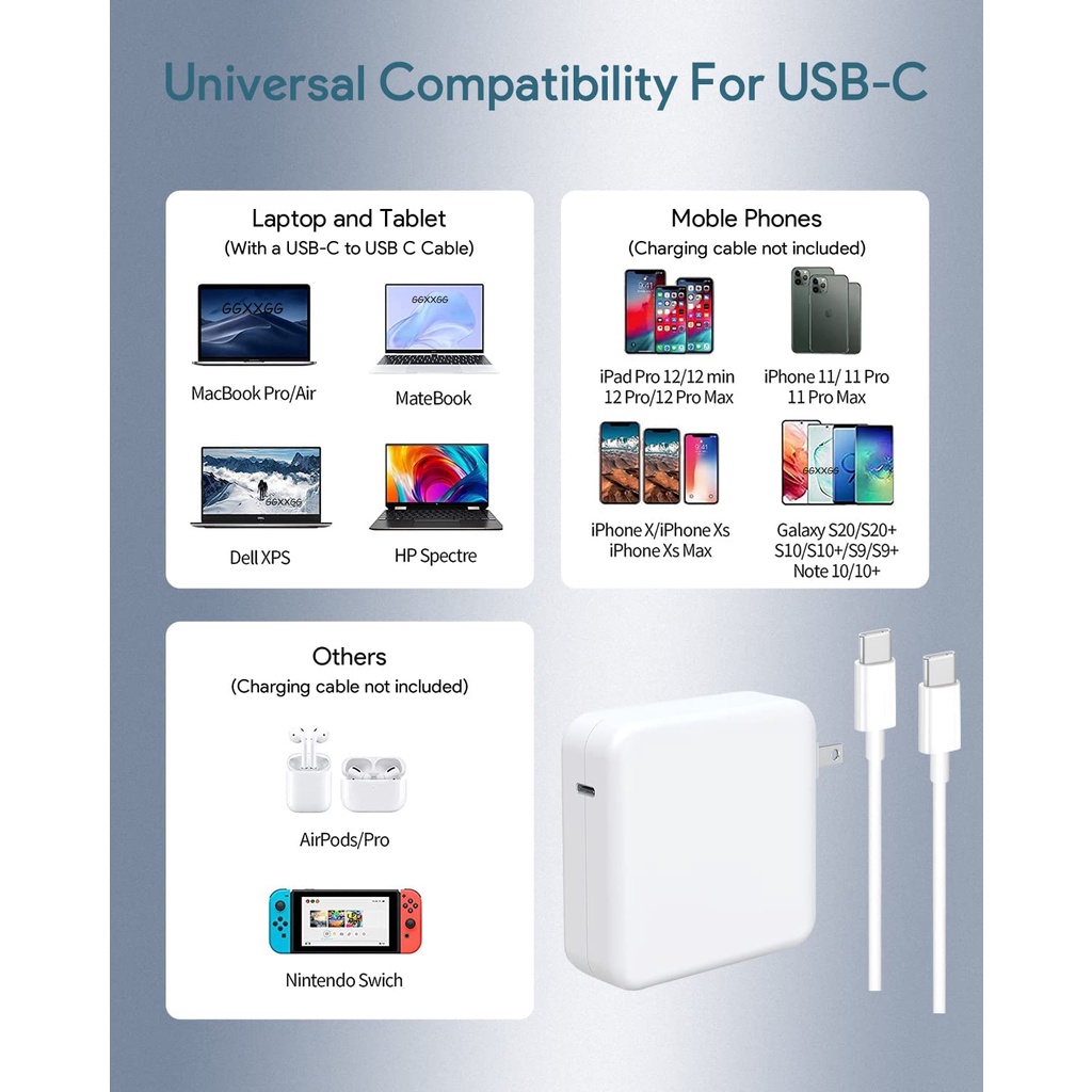 Củ Sạc 30W 61W 87W PD USB-C  Fast Charger Cho MacBook Air Pro iPad Pro 14 16 13 inch