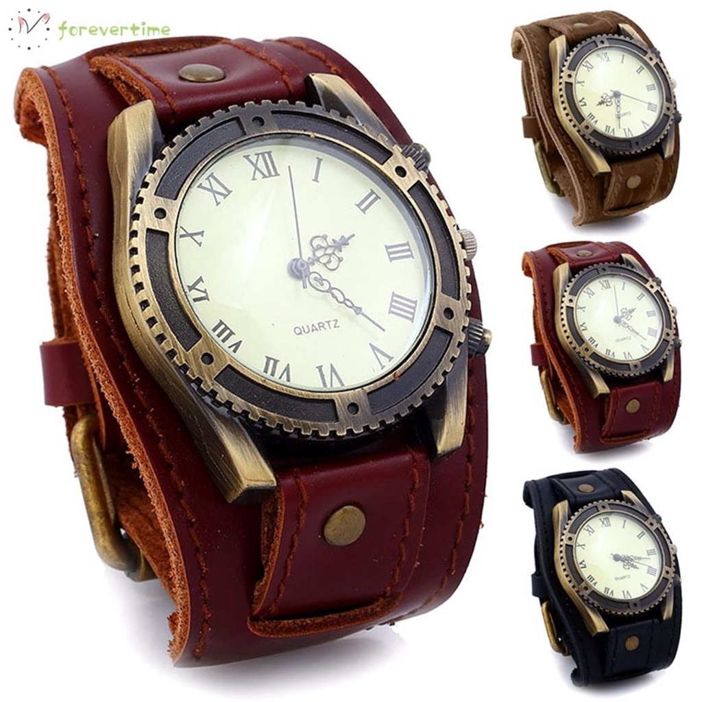 Đồng Hồ Đeo Tay Cyhmm6 Dây Da Bò Phong Cách Punk Vintage Dành Cho Nam