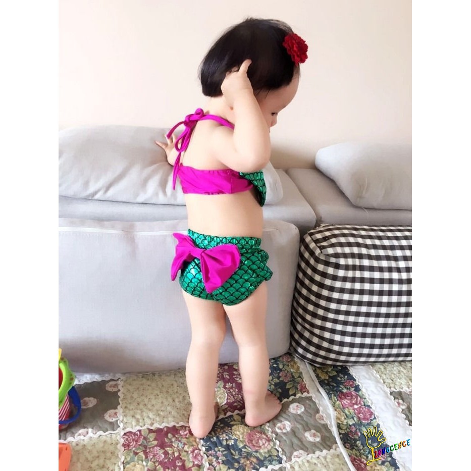 ❤XZQ-New Fashion Baby Girls Mermaid Bikini Set Bowknot Swimsuit Costume