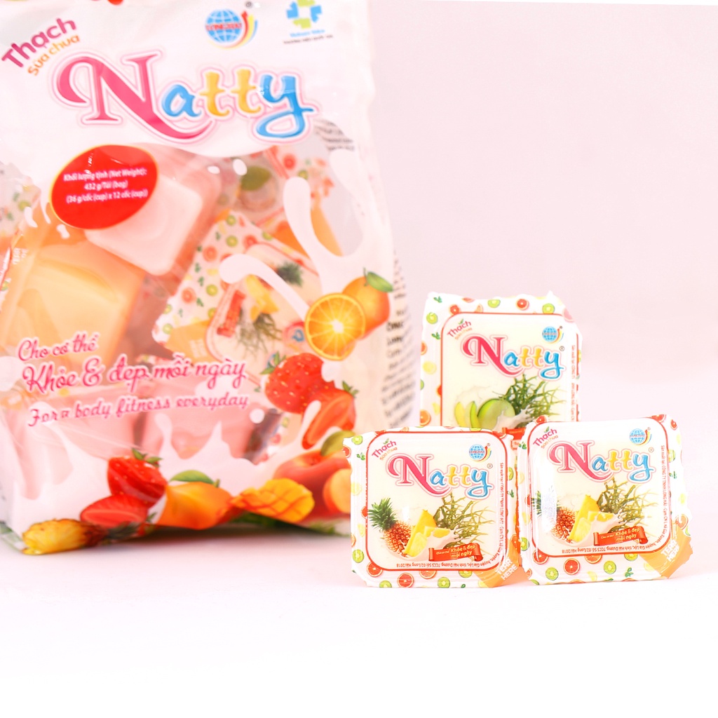 Thạch Sữa Chua Natty Long Hải Túi Quai Xách Trọng Lượng 432 G