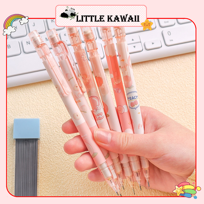 Bút viết chì bấm họa tiết hình quả đào ngòi 0.5mm