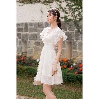 [MORI CLOSET] Đầm voan trắng hoa chìm