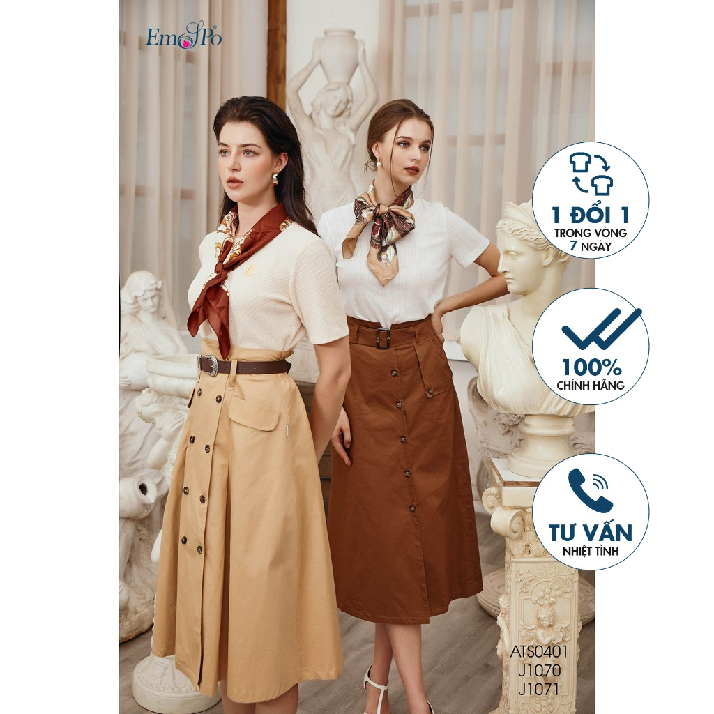 Áo thun cổ tròn, ngắn tay, thêu logo ở ngực Emspo ATS0401 (Trắng, Xanh, Tím)