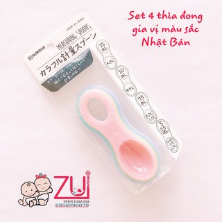 Set 4 thìa đong gia vị màu sắc Nhật Bản