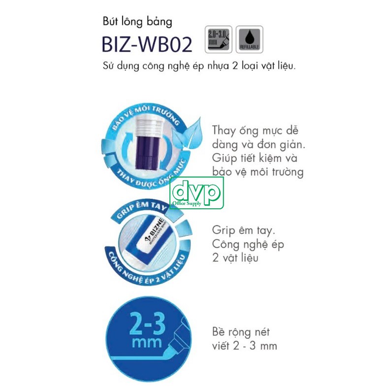 Bút lông bảng cao cấp Bizner BIZ-WB02-Mực Xanh