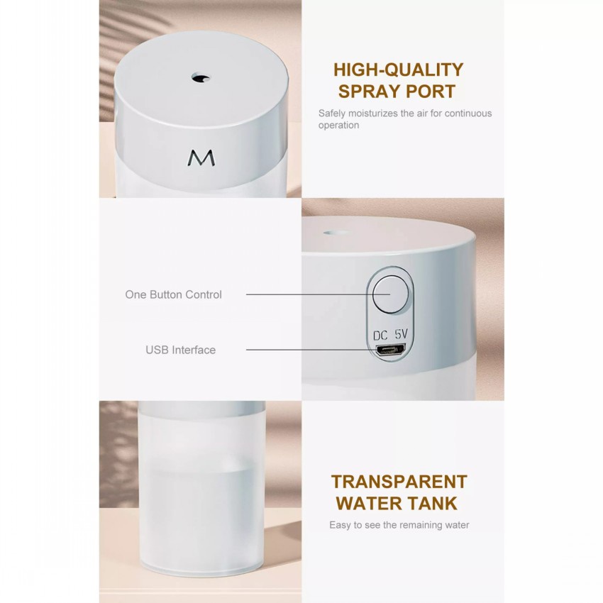 1 Máy Phun Sương Tạo Độ Ẩm Không Khí 260ML Có Đèn Led Ban Đêm