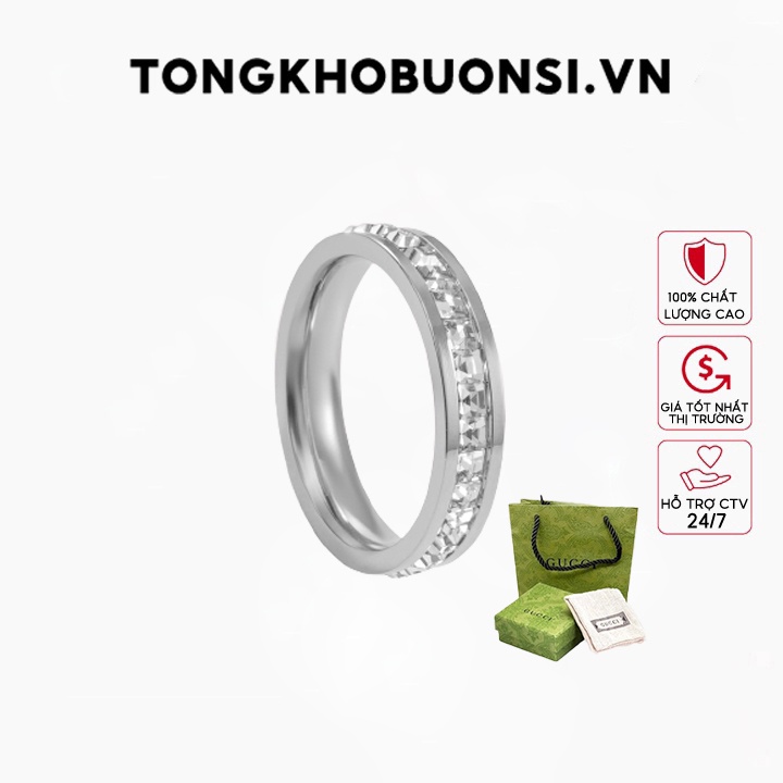 Nhẫn cặp đôi Gucci Eternity Ring Silver Ful Box ,nhẫn titan không gỉ ,khắc tên theo yêu cầu- Tuyển CTV - Hỗ trợ Droship