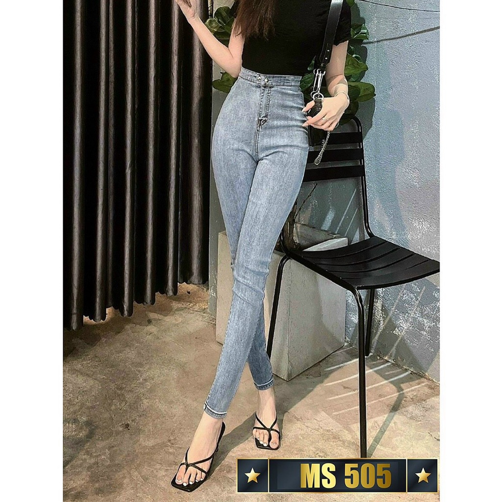Quần Jean Nữ Lưng Cao ❤️FREESHIP❤️ Quần Bò Nữ Phối Rách Ôm Dáng Xinh Xắn Thời Trang Chuẩn Hàng Shop A-T Fashion - QJNU2