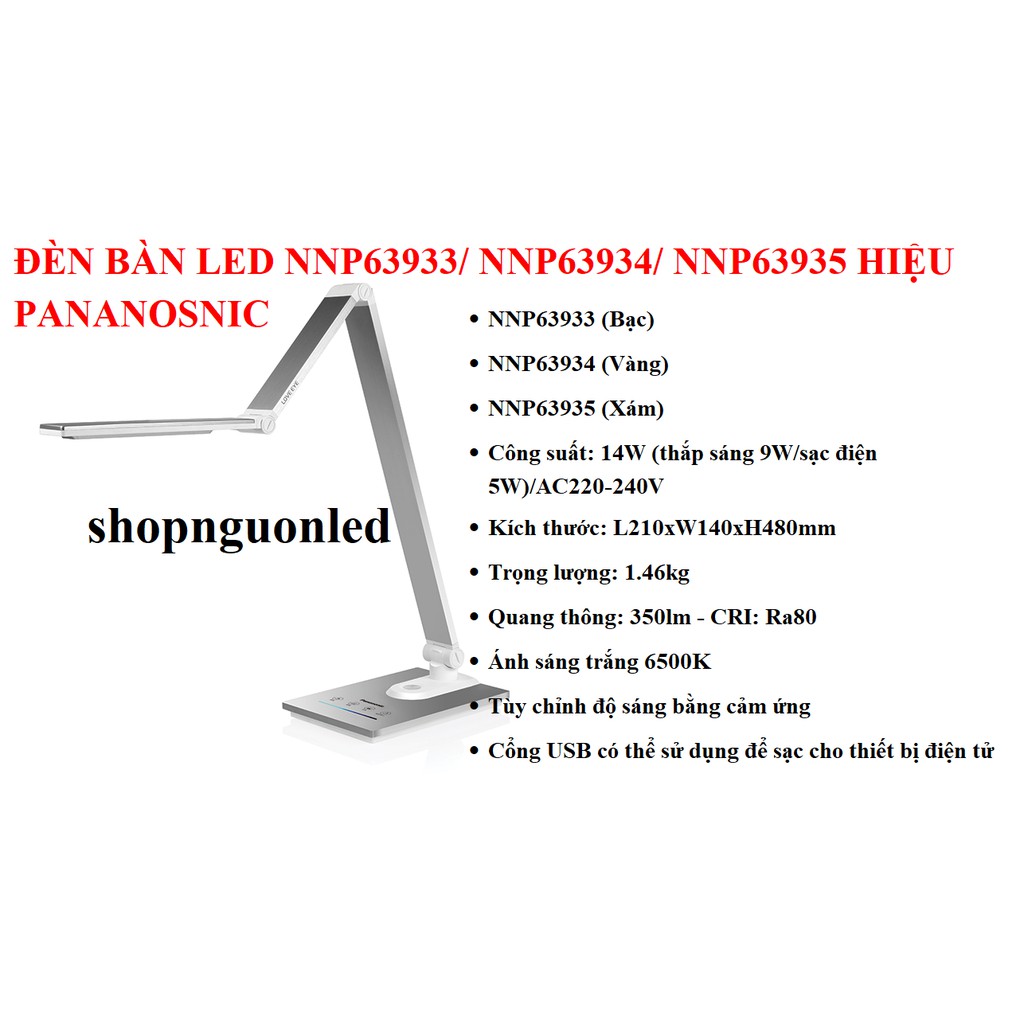 Đèn bàn LED Hiệu Panasonic NNP63933/ NNP63934/ NNP63935, đèn Led để bàn giúp cho việc học, đọc sách, làm việc...