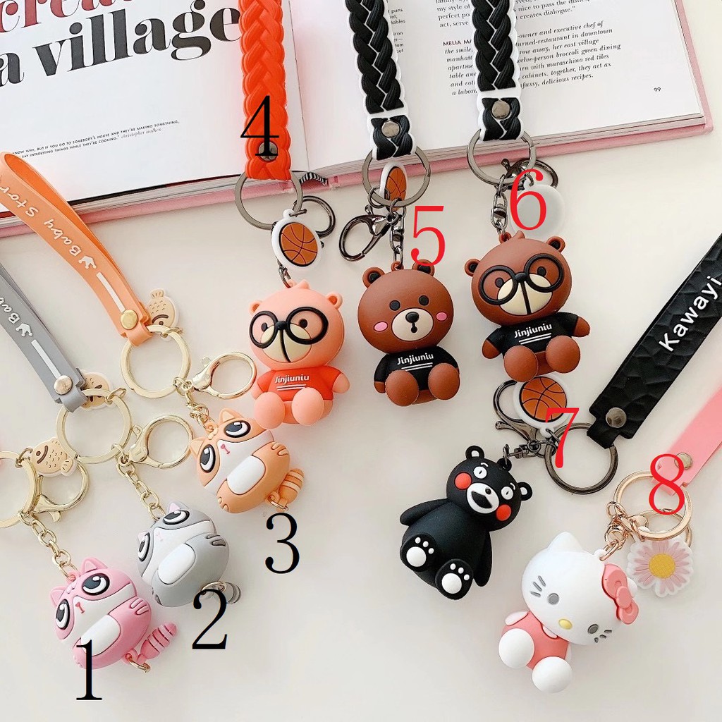 Móc chìa khóa hình chú gấu Kumamon / Hello Kitty dễ thương