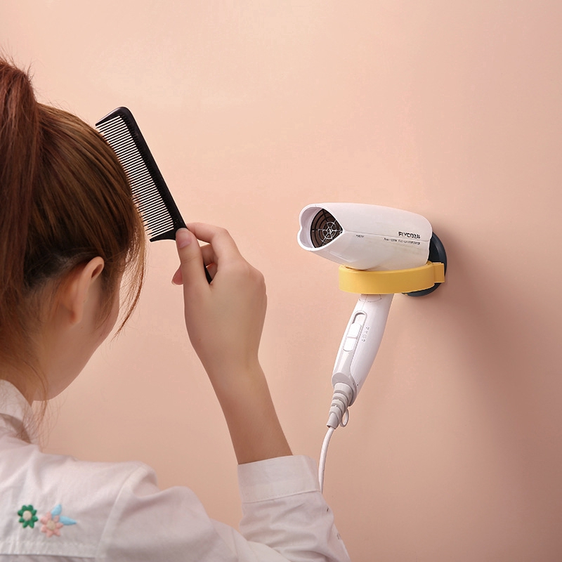 Durable Wall-mounted Bathroom Hair Dryer Holder/ With Strong Back Glue Hanging ABS Shelf Drier Hanger Storage