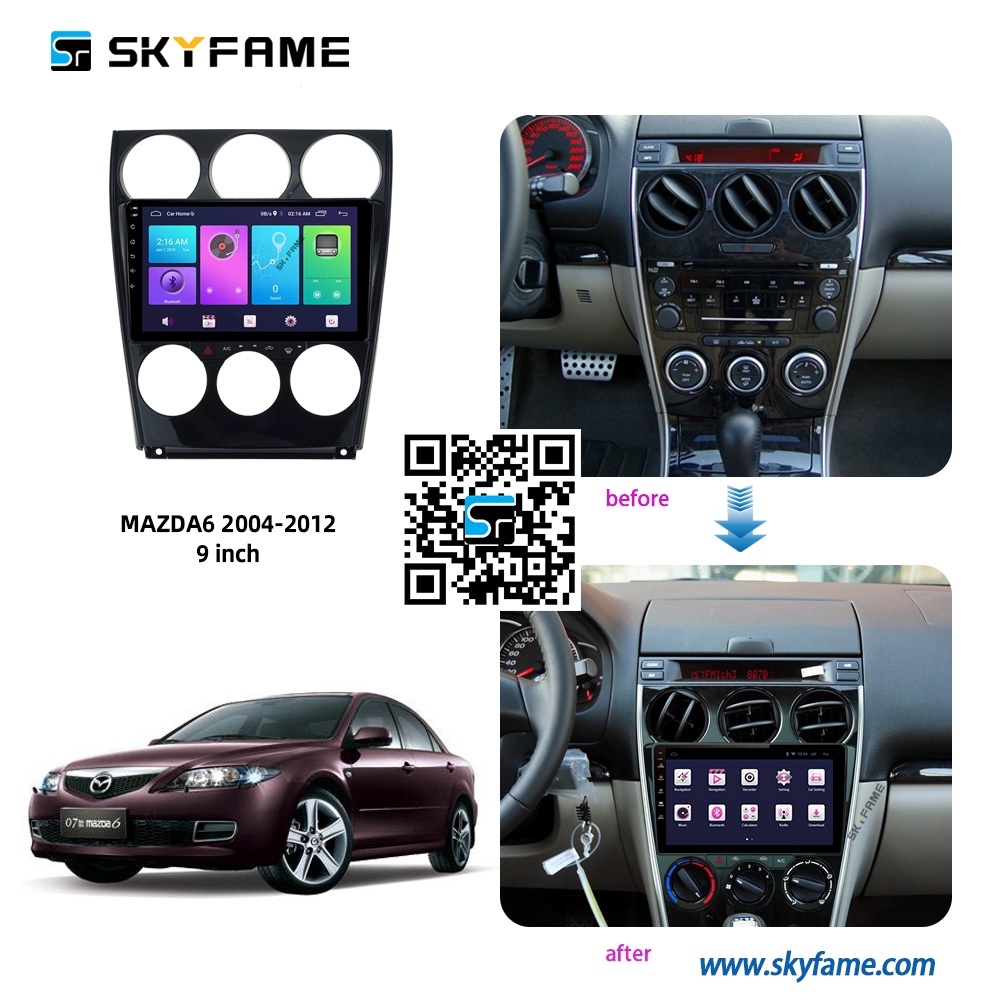 Mặt dưỡng màn hình android MAZDA 6  2005 2006 2007 2008 2009 2010 2011 2012 2013 2014 2015 2016 2017 2018 2019