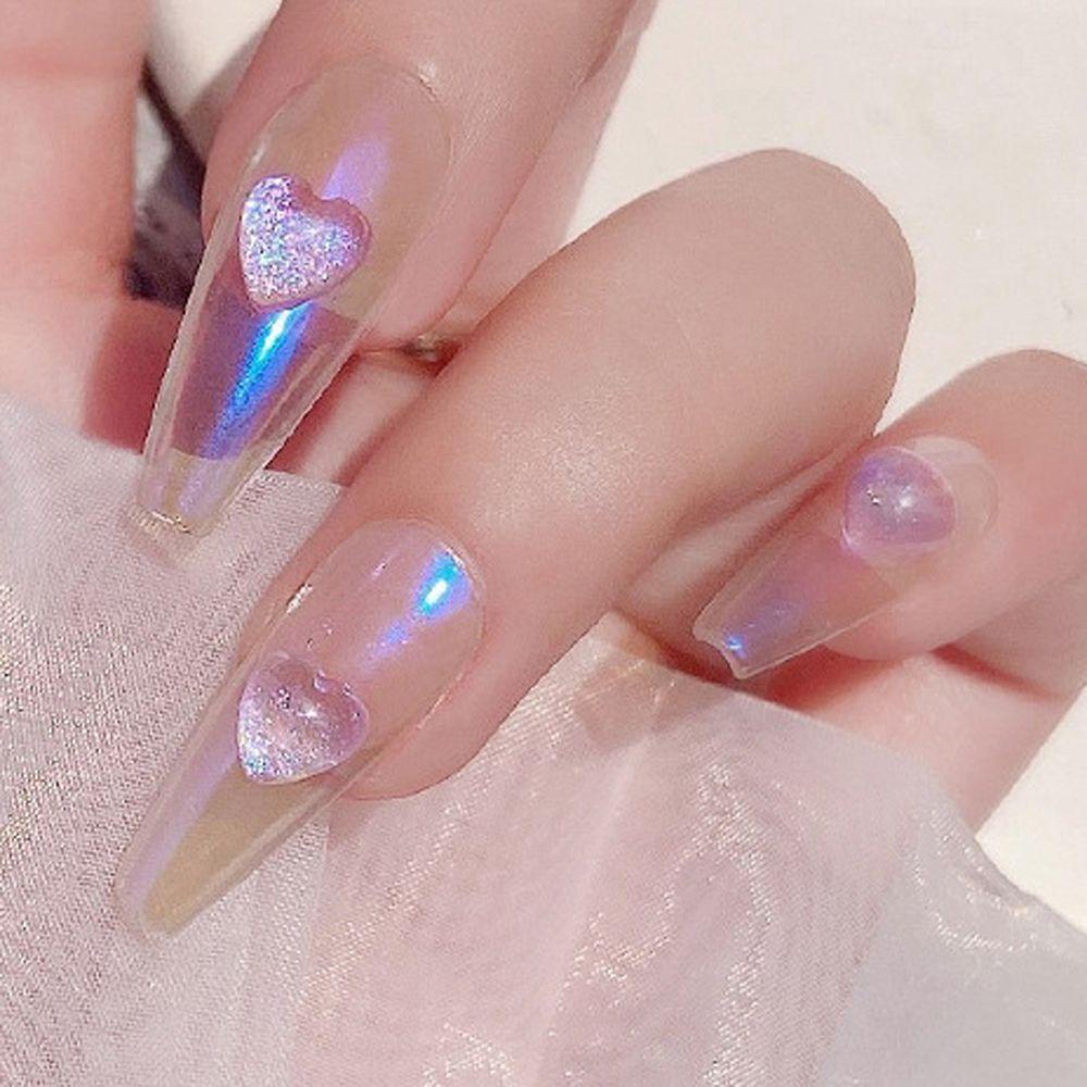 Phụ Kiện Trang Trí Móng Tay Hình Trái Tim Nhiều Màu Sắc Lấp Lánh