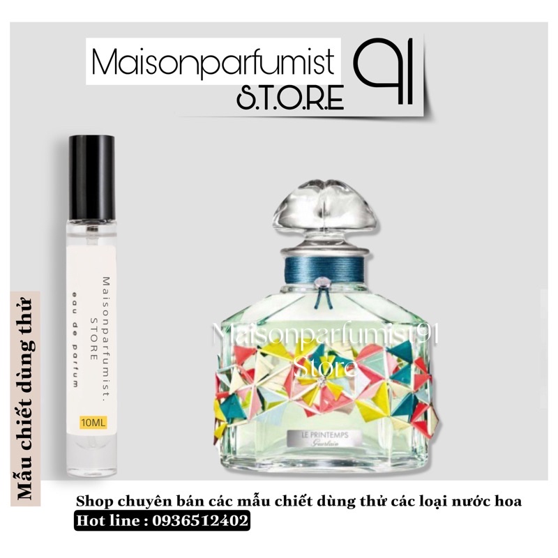 Nước hoa unisex Le Printemps 𝗚𝗨𝗘𝗥𝗟𝗔𝗜𝗡 - ( 𝐦𝐚̂̃𝐮 𝐭𝐡𝐮̛̉ 𝟓𝐦𝐥/𝟏𝟎𝐦𝐥 )