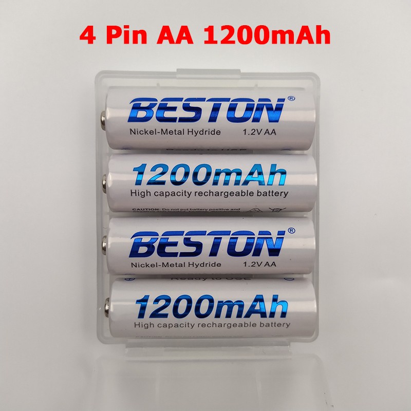 Combo 4 pin sạc Beston AA AAA pin NiMH kèm sạc pin mic không dây, điều khiển từ xa, đồ chơi trẻ em