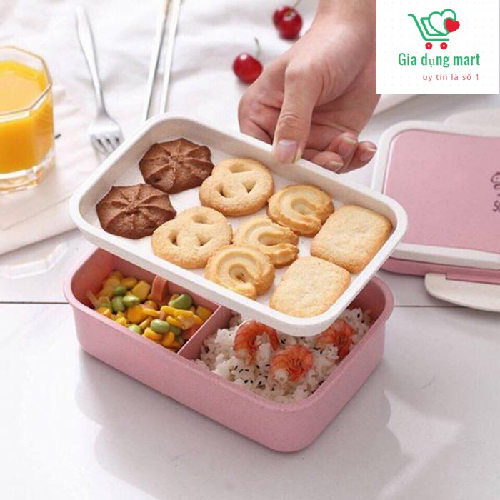 Hộp cơm giữ nhiệt [  22 x 15 x 7 cm ] 3 ngăn nhiều màu tùy chọn