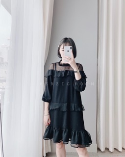 Váy bèo hai tầng đen