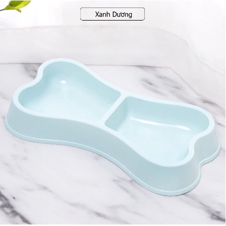 Bát Ăn Hình Xương Cho Chó Mèo Chén Ăn Đôi Cho Chó Mèo (màu ngẫu nhiên)