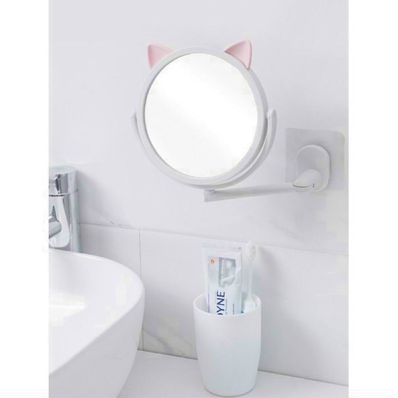 Gương trang điểm gắn tường tai thỏ đáng yêu size 14*20cm