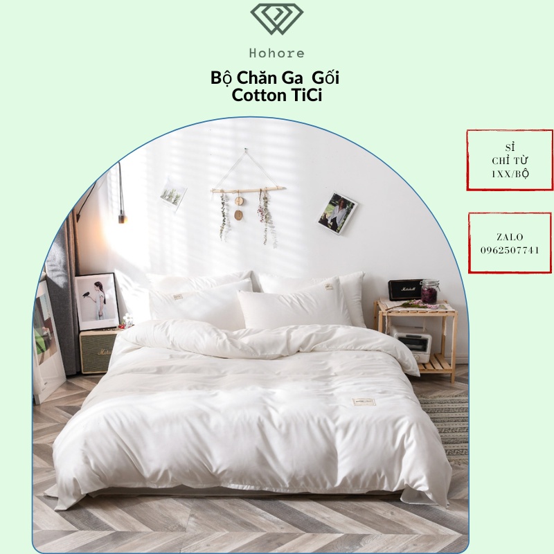 Trọn Bộ Chăn Ga 2 Vỏ Gối Cotton Tici Cao Cấp Đủ Kích Thước 1m4 x 2m - 1m8 x 2m