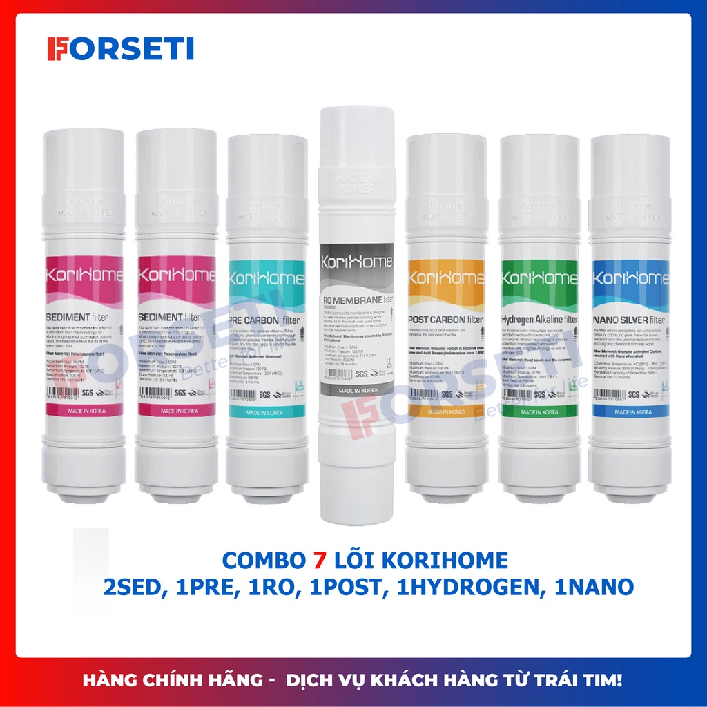 Combo 7 lõi 10&quot; Hàn Quốc (2se + 1pre+ 1R.O + 1Post + 1Hydrogen + 1nano) - Korihome